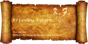 Krizsány Ferenc névjegykártya