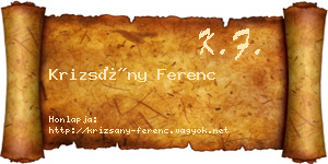 Krizsány Ferenc névjegykártya