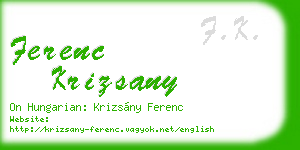 ferenc krizsany business card