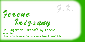 ferenc krizsany business card